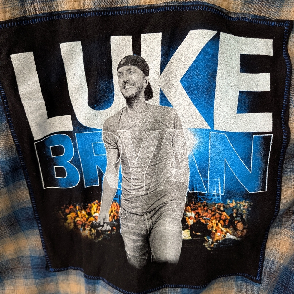 Luke Bryan Upcycled Plaid Flannel Shirt Hand Crafted